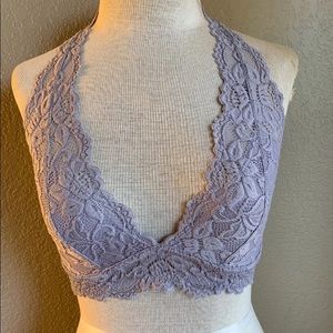 Grey Lace Halter Bralette